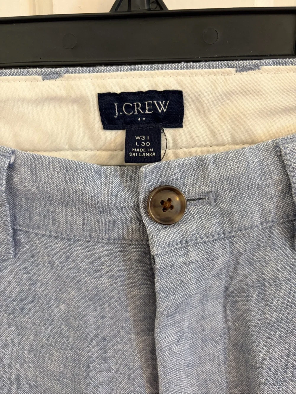 J. Crew Men's Linen Chino Pants Straight Leg Waist 31 Length 30 Light Blue